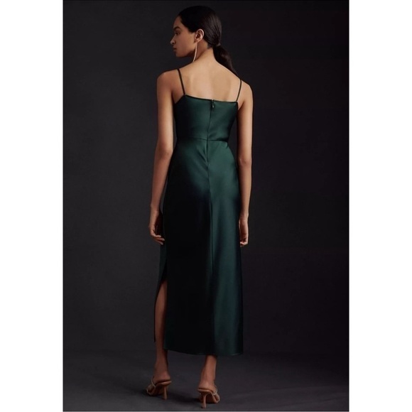 Anthropologie Sachin Babi Cali Satin Cowl Neck Slip Dress Emerald Green - Picture 3 of 11